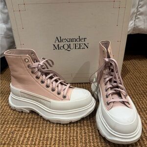 Alexander McQueen Blush Pink High-Top Sneakers